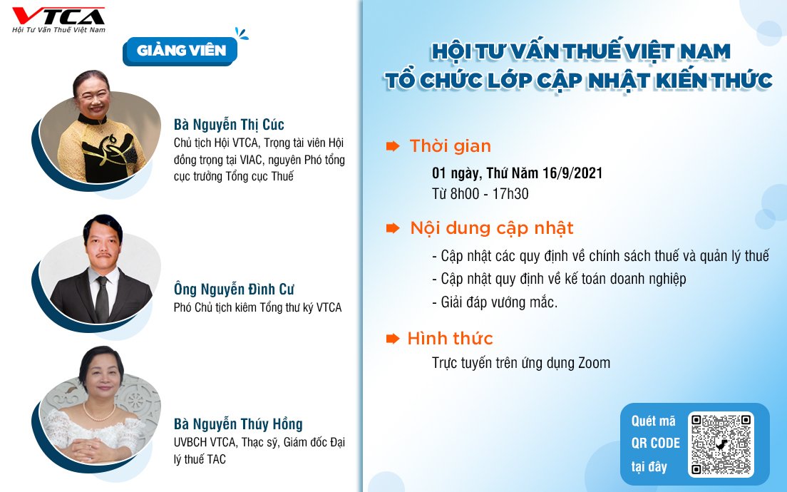 THÔNG BÁO MỞ LỚP CẬP NHẬT KIẾN THỨC THUẾ ONLINE LẦN 2 NĂM 2021